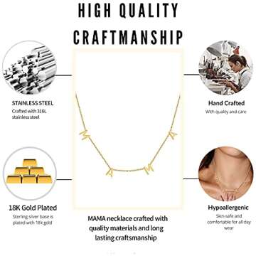 RWQIAN Gold Mama Necklace for New Moms and Gifts
