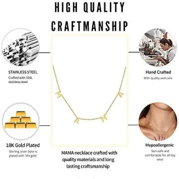 RWQIAN Gold Mama Necklace for New Moms and Gifts