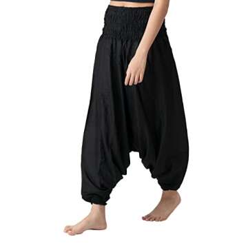 B BANGKOK PANTS Women's Plus Size Harem Pants Jumpsuit Hippie Clothes (Black Classic, 16-20 Plus)