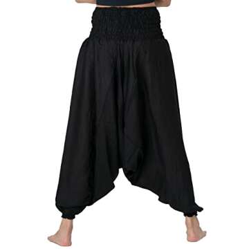 B BANGKOK PANTS Women's Plus Size Harem Pants Jumpsuit Hippie Clothes (Black Classic, 16-20 Plus)