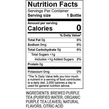 Purpose Tea - Bottled Iced Tea, All Natural Brewed Organic Purple Leaves, Unsweetened, Pure, Non-GMO...
