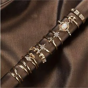 Sither 13 Pcs Women Rings Set Knuckle Rings Gold Bohemian Rings for Girls Vintage Gem Crystal Rings Joint Knot Ring Sets for Teens Party Daily Festival Jewelry Gift
