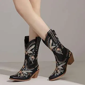 Stylish LIPIJIXI Cowgirl Boots for Women - Comfortable Floral Footwear