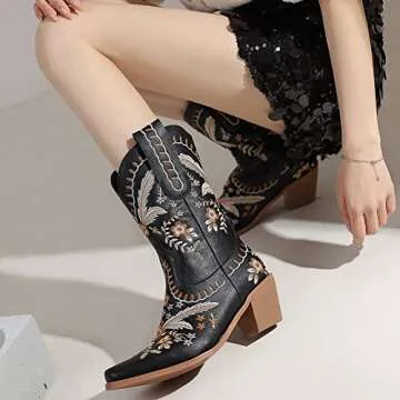Stylish LIPIJIXI Cowgirl Boots for Women - Comfortable Floral Footwear