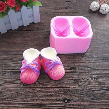 3D Knitted Baby Shoes Silicone Fondant Molds Cake Baking Tool Cake Decorating Sugarcraft DIY Mold Candle Soap Polymer Clay Craft Silicone Mold