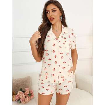 Anjue Women Summer Pajama Set for Nursing Moms