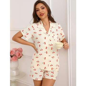 Anjue Women Summer Pajama Set for Nursing Moms