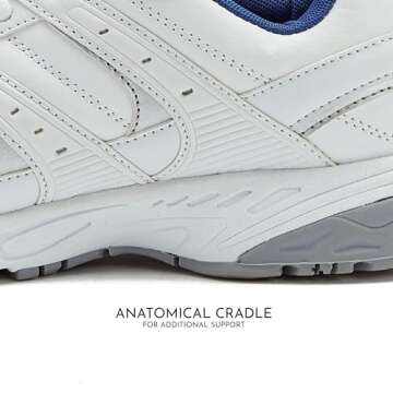 Avia Verge Womens Sneakers - Tennis, Court, Cross Training, or Pickleball Shoes for Women, 6 Wide, White/Blue/Silver