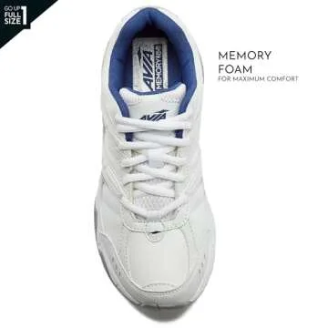 Avia Verge Womens Sneakers - Tennis, Court, Cross Training, or Pickleball Shoes for Women, 6 Wide, White/Blue/Silver