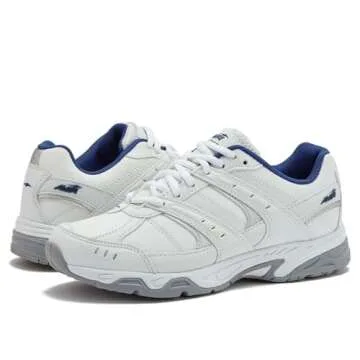 Avia Verge Womens Sneakers - Tennis, Court, Cross Training, or Pickleball Shoes for Women, 6 Wide, White/Blue/Silver