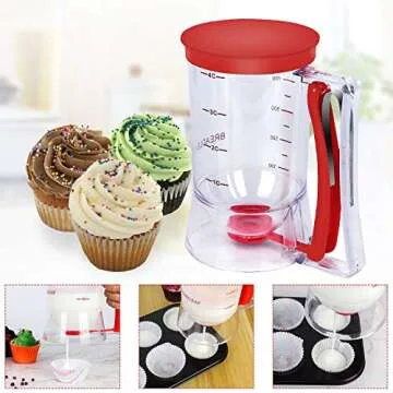 BBSTARZ Batter separator Cupcakes Pancakes Cookie Cake Waffles Batter Dispenser cookie separator batter Cream Speratator Cup Measuring Baking Tools (Red)
