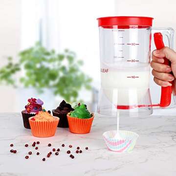 BBSTARZ Batter separator Cupcakes Pancakes Cookie Cake Waffles Batter Dispenser cookie separator batter Cream Speratator Cup Measuring Baking Tools (Red)