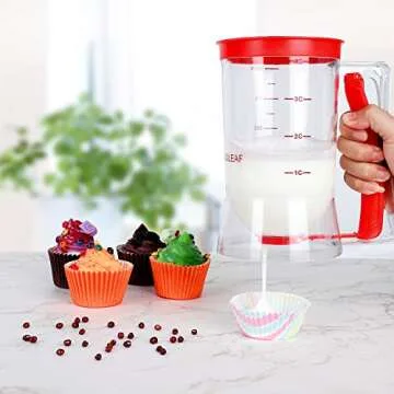 BBSTARZ Batter separator Cupcakes Pancakes Cookie Cake Waffles Batter Dispenser cookie separator batter Cream Speratator Cup Measuring Baking Tools (Red)