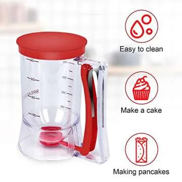BBSTARZ Batter separator Cupcakes Pancakes Cookie Cake Waffles Batter Dispenser cookie separator batter Cream Speratator Cup Measuring Baking Tools (Red)