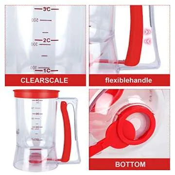 BBSTARZ Batter separator Cupcakes Pancakes Cookie Cake Waffles Batter Dispenser cookie separator batter Cream Speratator Cup Measuring Baking Tools (Red)