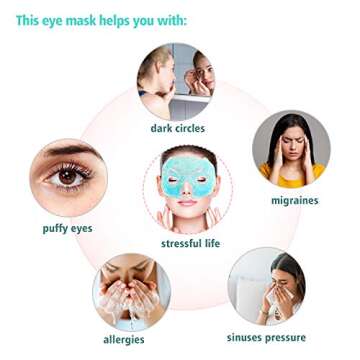 Cold Ice Face Mask Pack - Eye Cooling Gel Bead Mask for Puffy Eyes, Sinuses, Migraine Headache Relief, Dark Circles, Dry Eye - Adjustable, Reusable