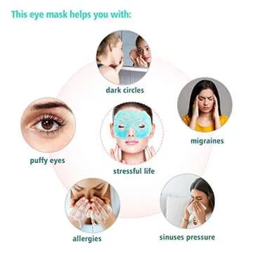 Cold Ice Face Mask Pack - Eye Cooling Gel Bead Mask for Puffy Eyes, Sinuses, Migraine Headache Relief, Dark Circles, Dry Eye - Adjustable, Reusable