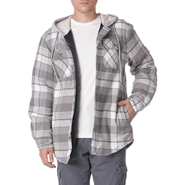 Wrangler Authentics Men's Flannel Shirt Jacket with Hood - Warm & Stylish
