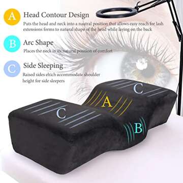 Noverlife Lash Pillow for Lash Extensions, Memory Foam Beauty Salon Eyelash Extension Neck Pillow, E...