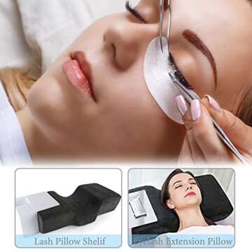 Noverlife Lash Pillow for Lash Extensions, Memory Foam Beauty Salon Eyelash Extension Neck Pillow, Ergonomic Cervical Lash Pillow Neck Support for Lash Grafting Makeup Shoulder Back Relief Sleeping