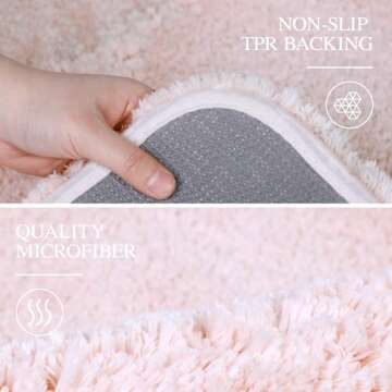 Walensee Bath Rug for Bathroom Non Slip Bathroom Mat (20 x 32, Blush) Water Absorbent Soft Microfiber Shaggy Bathroom Rug Machine Washable Bath Mat for Bathroom Thick Plush Shower Mat