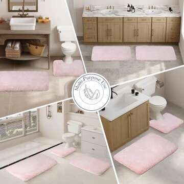 Walensee Bath Rug for Bathroom Non Slip Bathroom Mat (20 x 32, Blush) Water Absorbent Soft Microfiber Shaggy Bathroom Rug Machine Washable Bath Mat for Bathroom Thick Plush Shower Mat