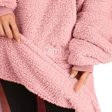 THE COMFY Teddy Bear Quarter-Zip Sherpa Wearable Blanket