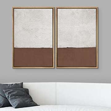 SIGNWIN Framed Canvas Print Wall Art Set Gray Brown Minimal Color Blocks Abstract Shapes Illustratio...