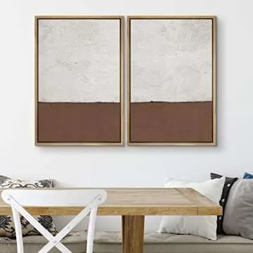 SIGNWIN Framed Canvas Print Wall Art Set Gray Brown Minimal Color Blocks Abstract Shapes Illustration Modern Art Decorative Nordic Chic Relax/Zen for Living Room, Bedroom, Office - 16"x24"x2 Natural