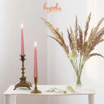 Hyoola 12 Pack Tall Taper Candles - 12 Inch Rose Pink Dripless, Unscented Dinner Candle - Paraffin Wax with Cotton Wicks - 10 Hour Burn Time