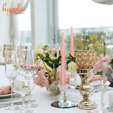 Hyoola 12 Pack Tall Taper Candles - 12 Inch Rose Pink Dripless, Unscented Dinner Candle - Paraffin Wax with Cotton Wicks - 10 Hour Burn Time