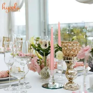 Hyoola 12 Pack Tall Taper Candles - 12 Inch Rose Pink Dripless, Unscented Dinner Candle - Paraffin Wax with Cotton Wicks - 10 Hour Burn Time