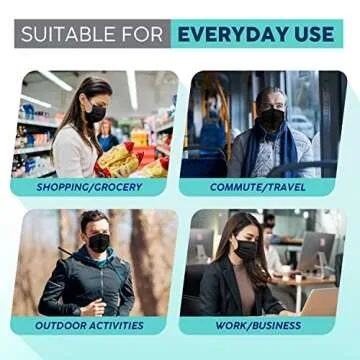 Hannah Linen Black Face Masks Disposable [50 PCS Value Pack] - 3 Ply Protection Safety Masks