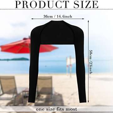 3 Pcs Women Bolero Shrugs Long Sleeve Cropped Cardigan Open Front Ballet Shrug Shoulder Shrug Arm Sleeves Hijab Accessories (Black, White, Light Gray)