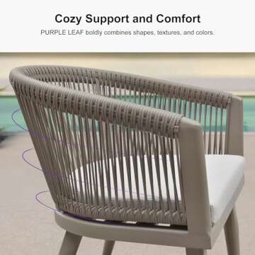 PURPLE LEAF Patio Dining Set for 6 All-Weather Wicker 7 Piece Aluminium Outdoor Table and Chairs Set Included Cushions for Backyard Indoor Decor Kitchen Modern Outdoor Furniture Set Champagne