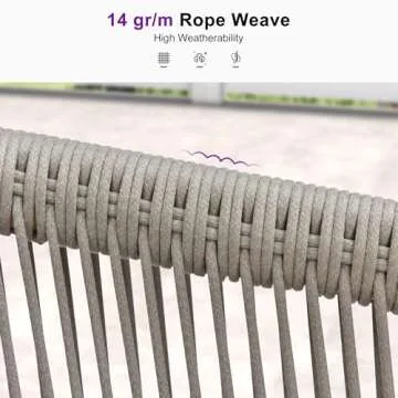 PURPLE LEAF Patio Dining Set for 6 All-Weather Wicker 7 Piece Aluminium Outdoor Table and Chairs Set Included Cushions for Backyard Indoor Decor Kitchen Modern Outdoor Furniture Set Champagne