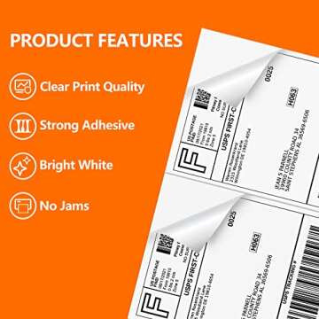 SJPACK 1000 Half Sheet Self Adhesive Shipping Labels