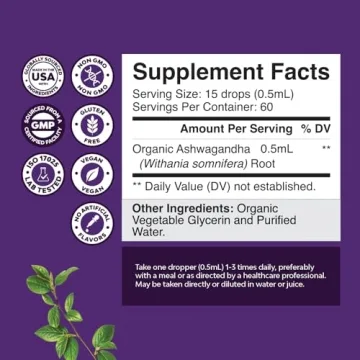 Organic Ashwagandha Liquid Drops for Stress Relief and Sleep