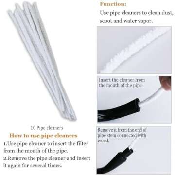 Joyoldelf Smoking Pipe, Luxury Tobacco Pipe with Leather Tobacco Pipe Pouch, Deepened & Windproof Tobacco Pipes for Smoking with 9mm Pipe Filter, Tobacco Pipe Stand and Smoking Accessories