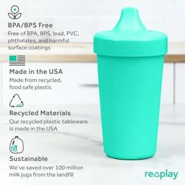 Re-Play No Spill Sippy Cups Set for Toddlers - Eco-Friendly