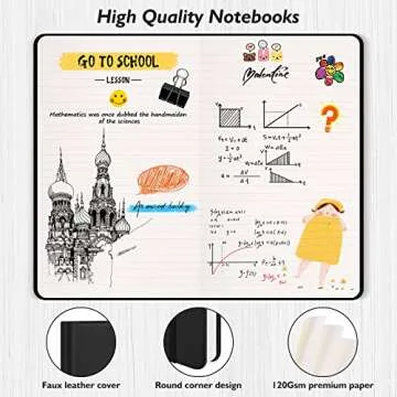 Huhuhero Lined Journal Notebooks for Work, Hardcover Leather Journals for Writing Women Men, 120Gsm Thick Paper College Ruled Notebook, Office School Supplies, 5.25"×8.25" (1, Matte Black)
