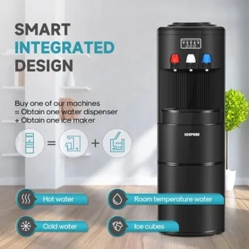 ICEPURE 3 in 1 Water Cooler Dispenser with Built-in Ice Maker and Top Loading Convenience
