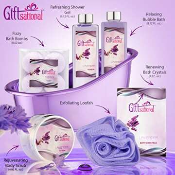 Spa Gift Basket with Lavender Fragrance - Bath Essentials for Self-Care