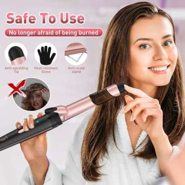 5 in 1 Curling Wand Set with 3 Barrel Crimper, 5 Interchangeable Ceramic Barrels, Instant Heat Up, Adjustable Temperature & Heat Protective Glove for All Hair Types