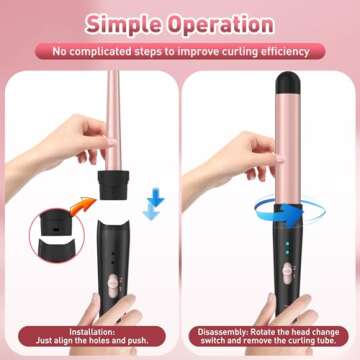 5 in 1 Curling Wand Set with 3 Barrel Crimper, 5 Interchangeable Ceramic Barrels, Instant Heat Up, Adjustable Temperature & Heat Protective Glove for All Hair Types