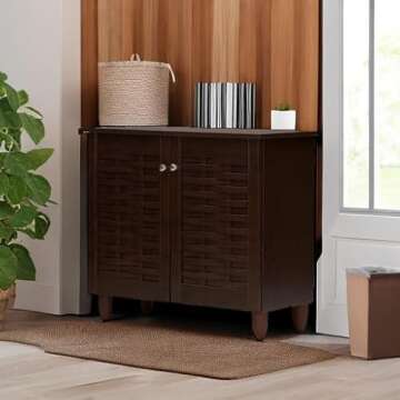 Wholesale Interiors Baxton Studio Winda Modern and Contemporary 2-Door Dark Brown Wooden Entryway Shoes Storage Cabinet -
