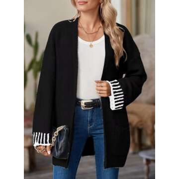 SHEWIN Women's Long Sleeve Open Front Cardigan Sweater - Cozy Chic Style for Winter