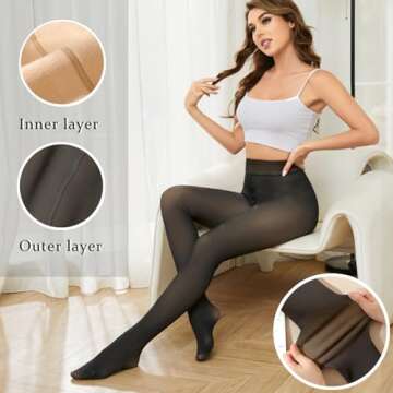 Bontierie Women Fleece Lined Tights High Waisted Thermal Pantyhose Leggings Warm Thick Thermal Tights for Winter