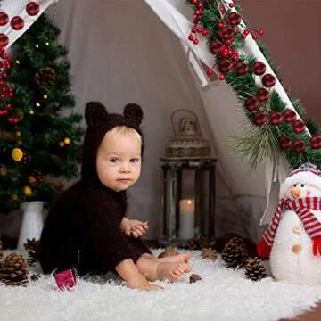 Sumind 2 Pieces Christmas Ball Garland Buffalo Plaid Ball Strings Christmas Pom Pom Garland 25 mm 40 Balls for Wall Fireplace Xmas Tree(Black and Red Plaid)