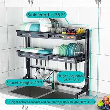 LJING Adjustable Over The Sink Dish Drying Rack